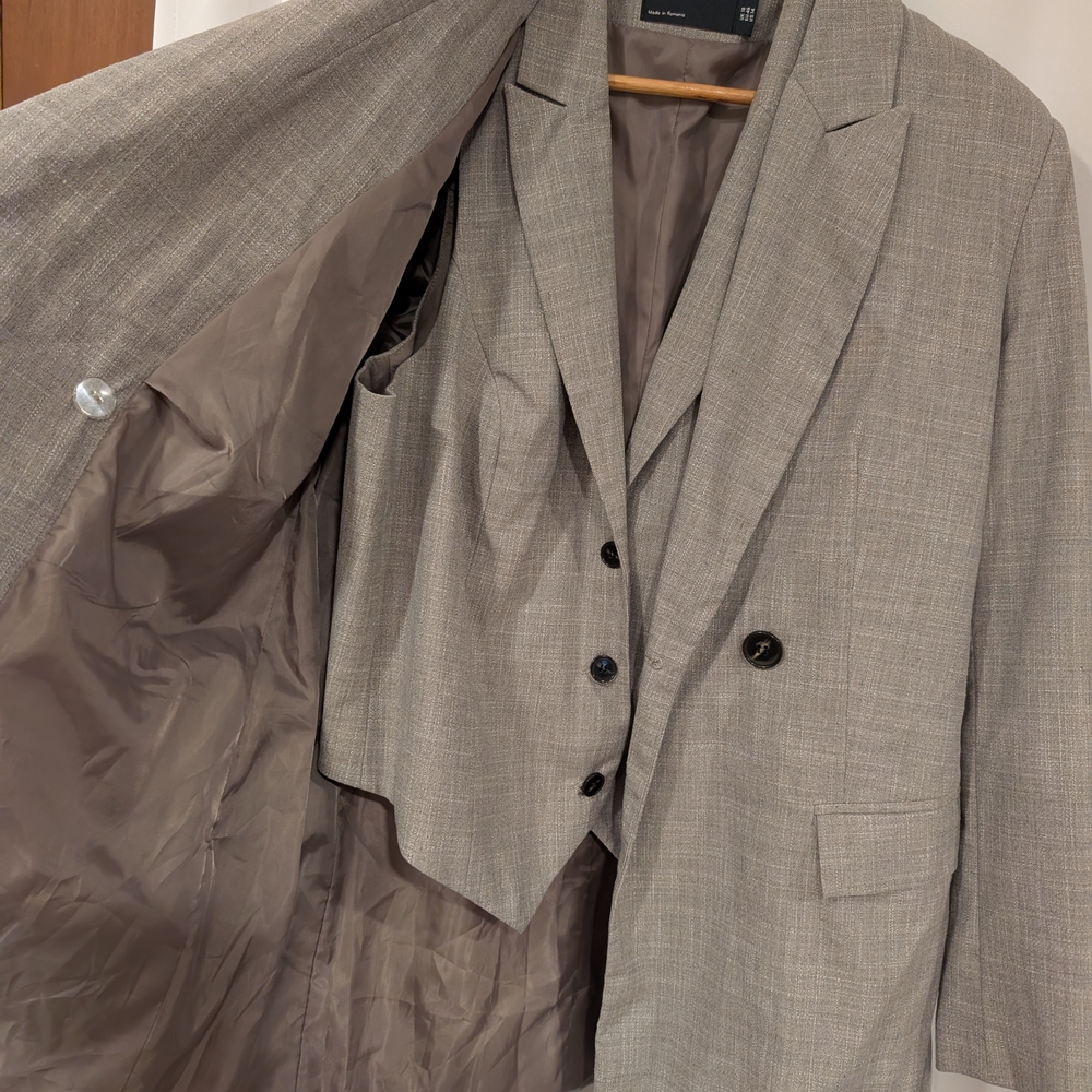 Women's Three Piece Oversized Gray Suit Blazer